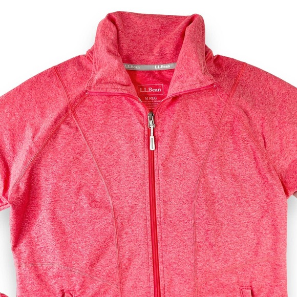 LL Bean Medium Jacket Cotton Blend Full Zip Pink Peach Women's Running Athletic - Picture 4 of 15